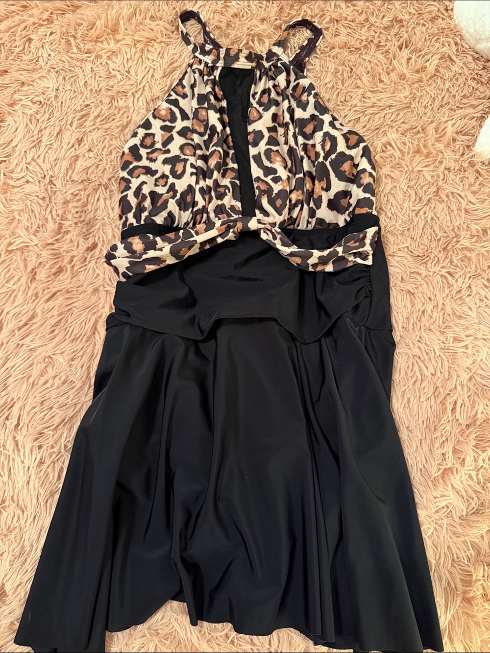 Leopard Print Halter Top Swimdress